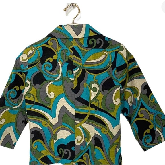 SilkLand Colorful Artsy Abstract Print Jacket 💯% Silk Size L - Picture 2 of 5